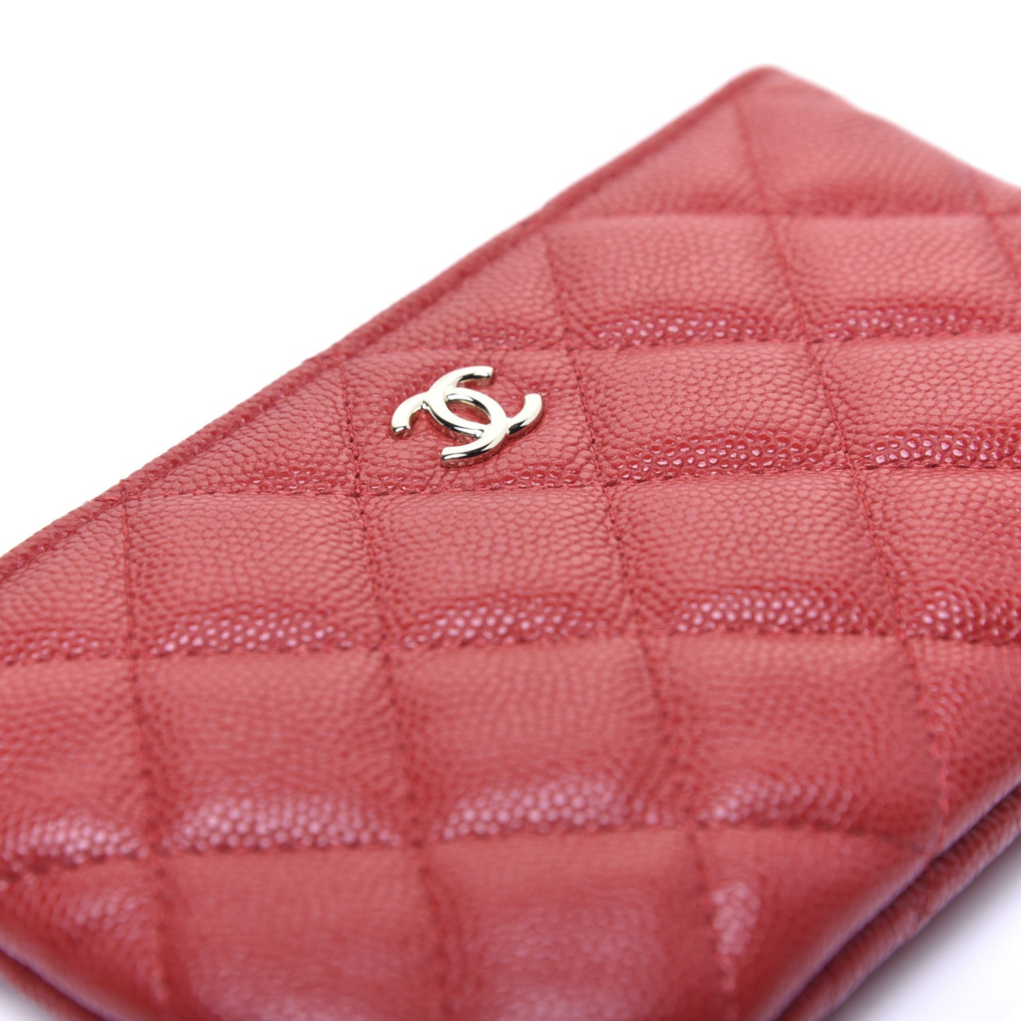 Caviar Quilted Small Cosmetic Case Red