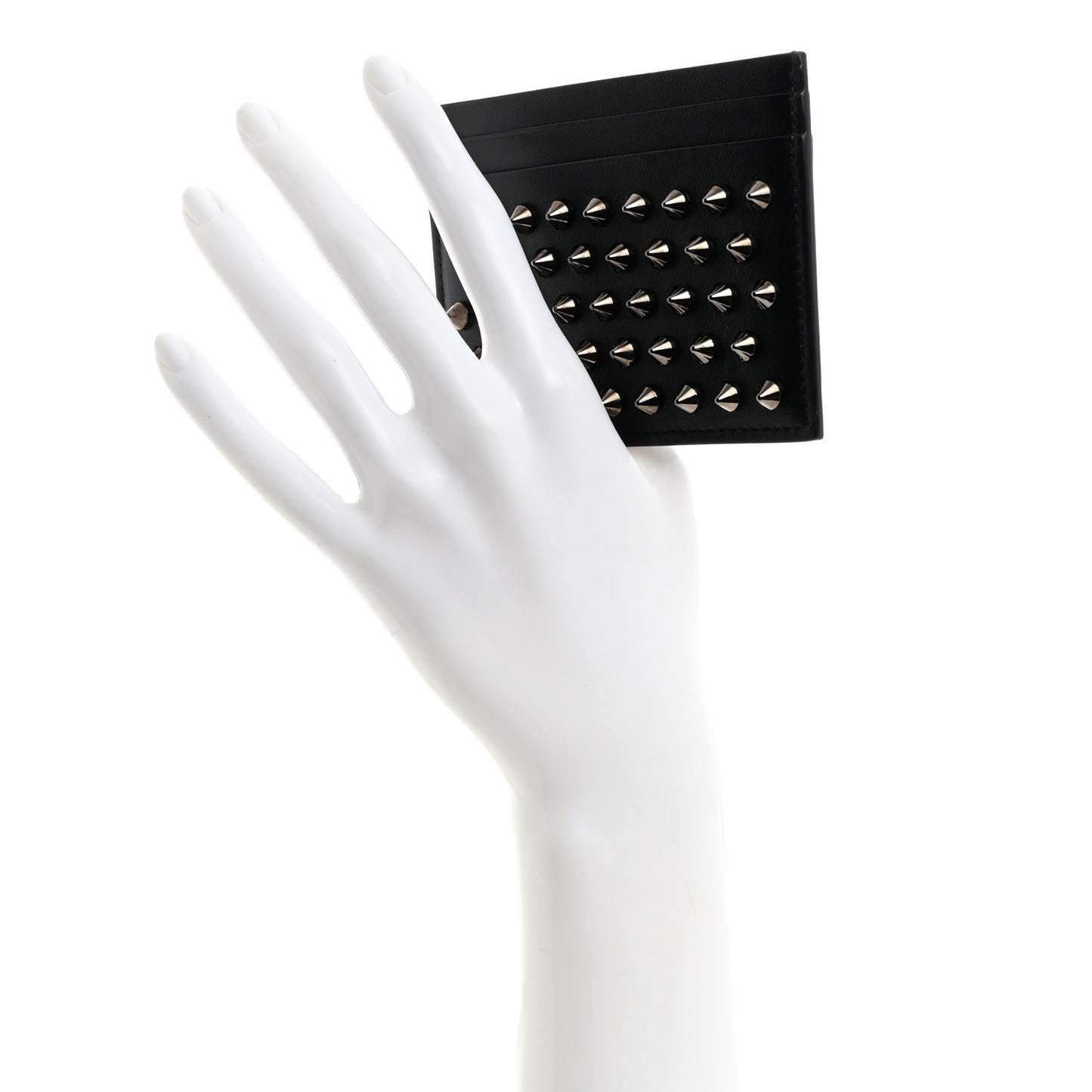 Calfskin Paris Spikes Kios Card Holder Black