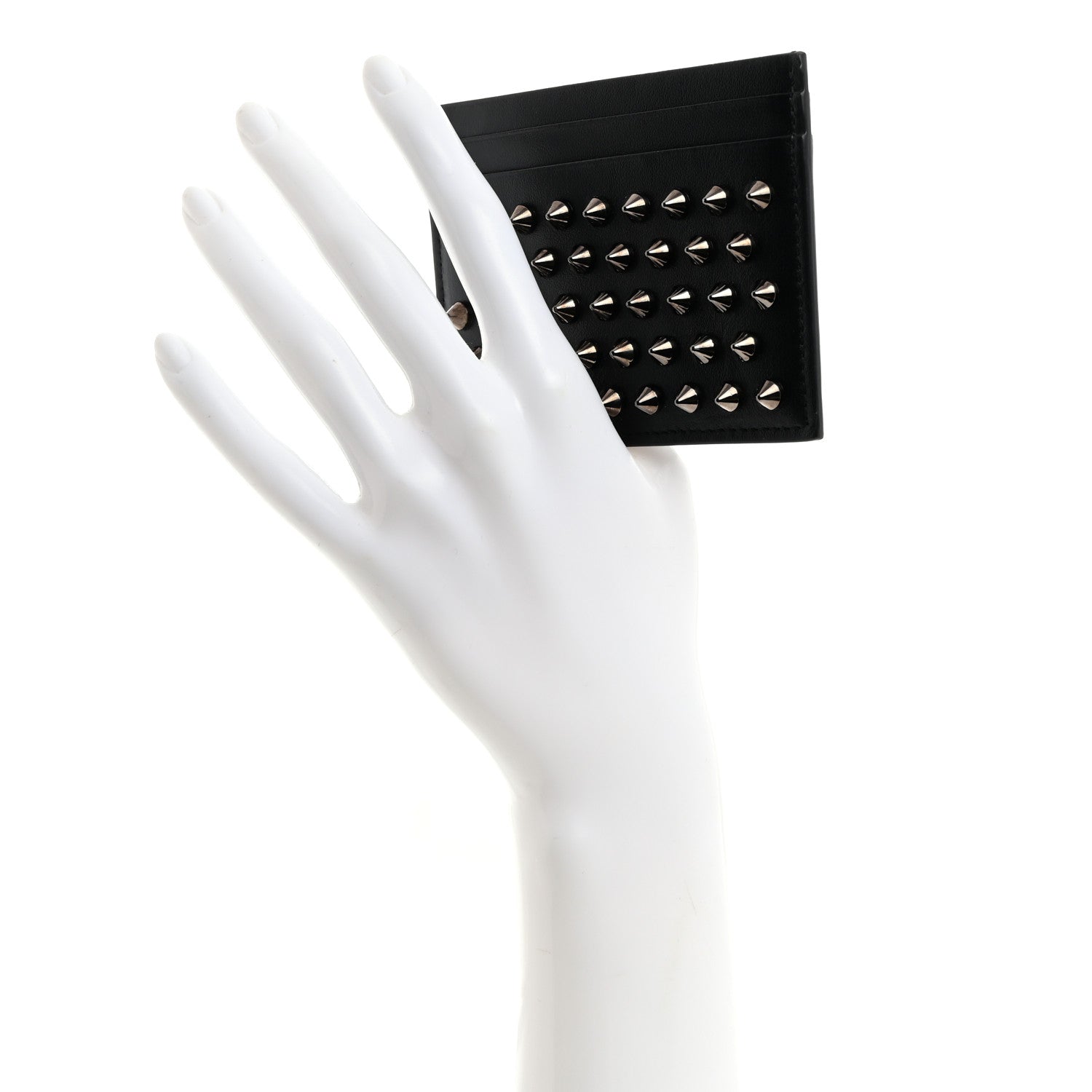 Christian Louboutin Calfskin Paris Spikes Kios Card Holder Black 2 of 6