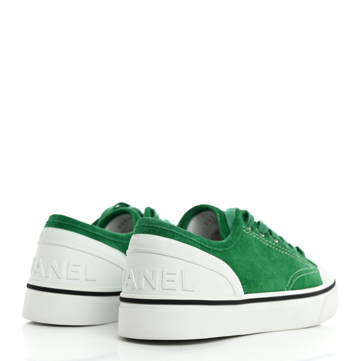 Chanel Suede Calfskin Lace Up Cap Toe Sneakers 39 Green 4 of 9