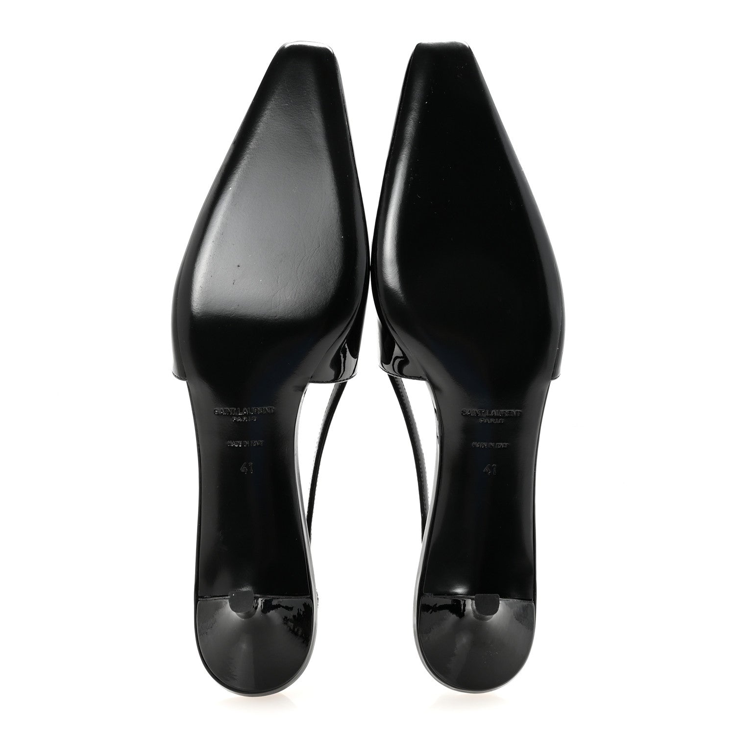 Saint Laurent Patent Bade Slingback Pumps 41 Black 6 of 10