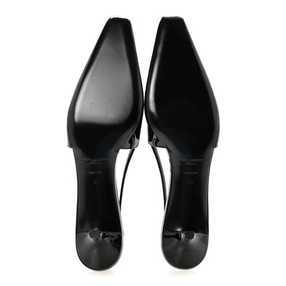 Saint Laurent Patent Bade Slingback Pumps 41 Black 6 of 10