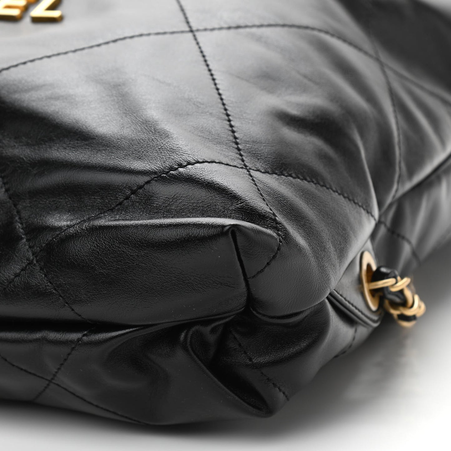 Shiny Calfskin Quilted Chanel 22 Backpack Black