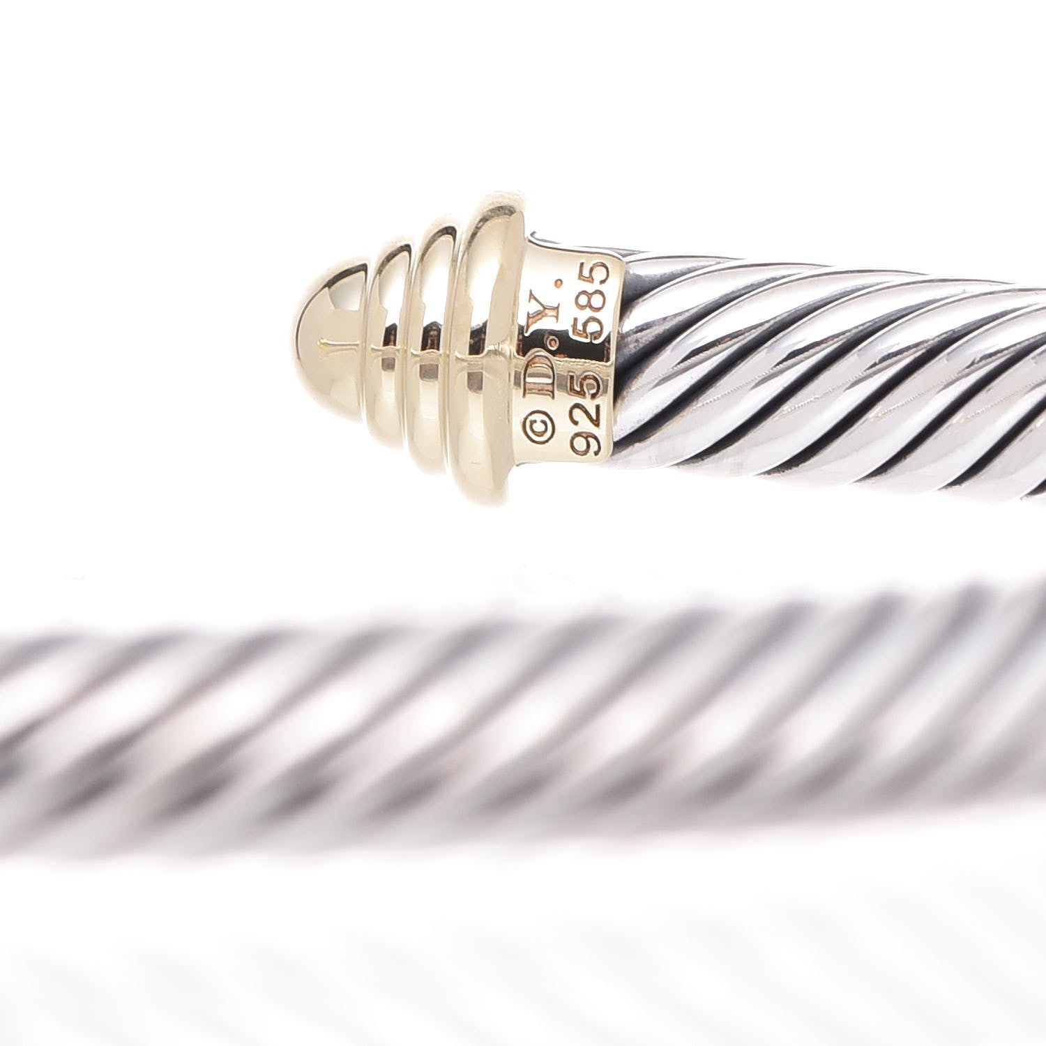 David Yurman Sterling Silver 14K Yellow Gold 5mm Cable Classics Bracelet 4 of 5