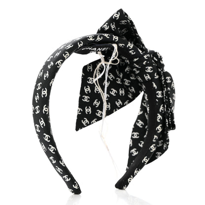 Chanel Silk Bow CC Headband Black Ecru 3 of 6