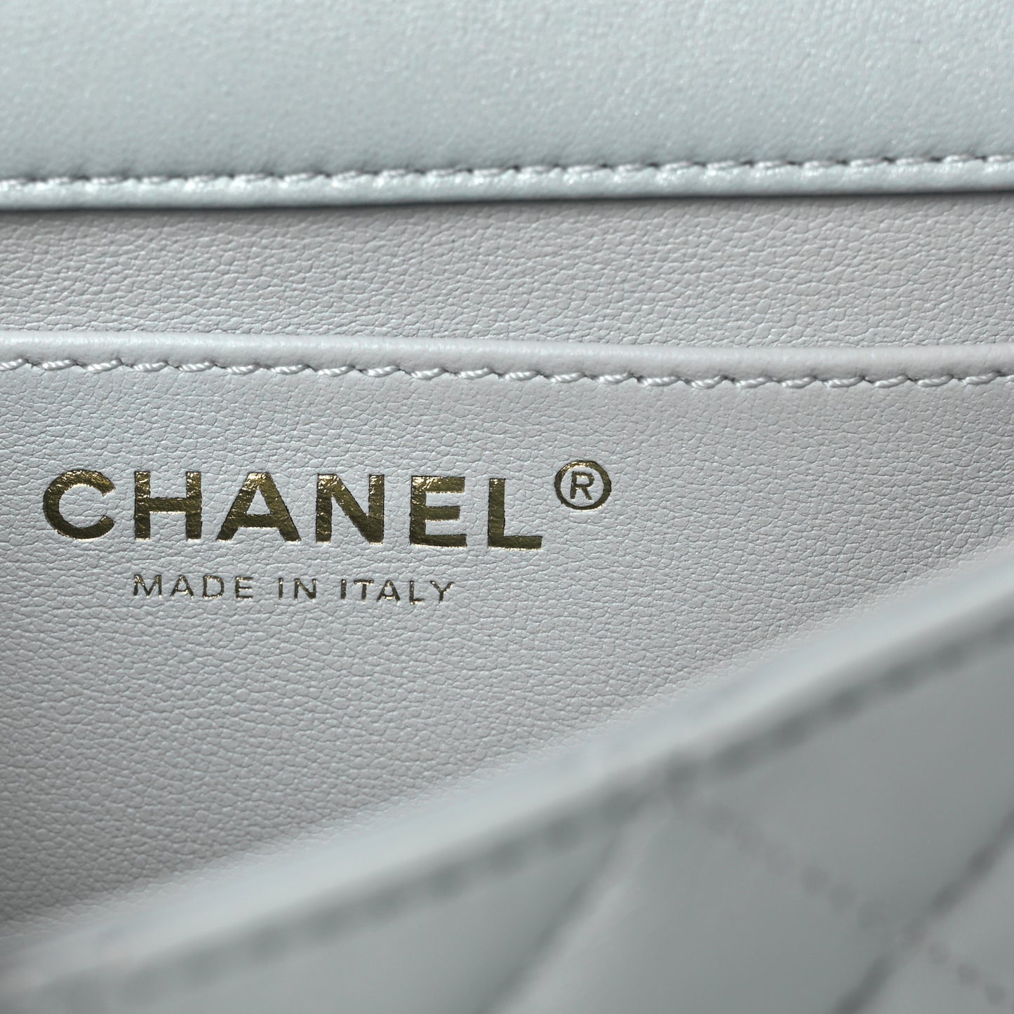 Shiny Lambskin Quilted Pearl Twist Mini Square Flap Light Blue
