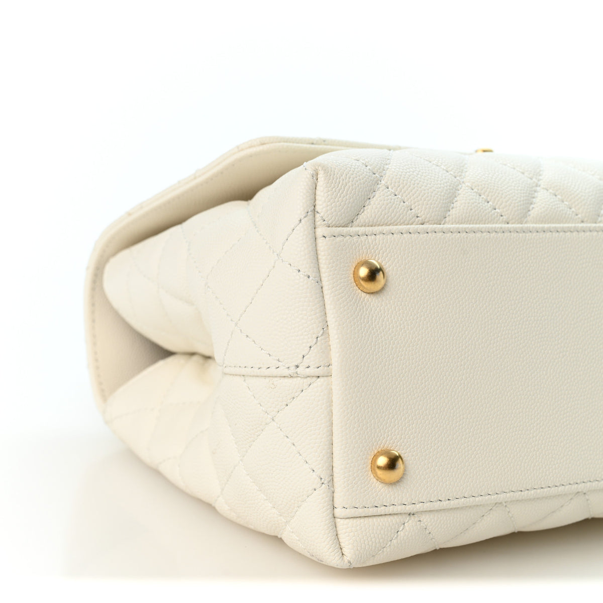Chanel Caviar Quilted Small Chain Coco Handle Flap White 9 of 10