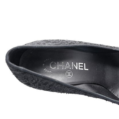 Chanel Lace Camellia CC Pumps 37.5 Black 8 of 9