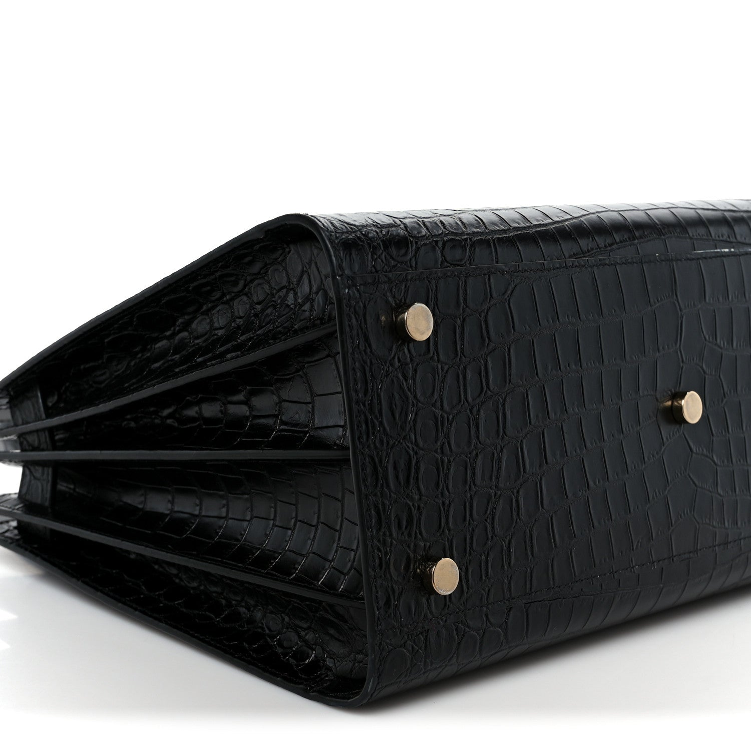 Saint Laurent Calfskin Crocodile Embossed Small Sac de Jour Black 9 of 10
