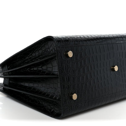 Saint Laurent Calfskin Crocodile Embossed Small Sac de Jour Black 9 of 10