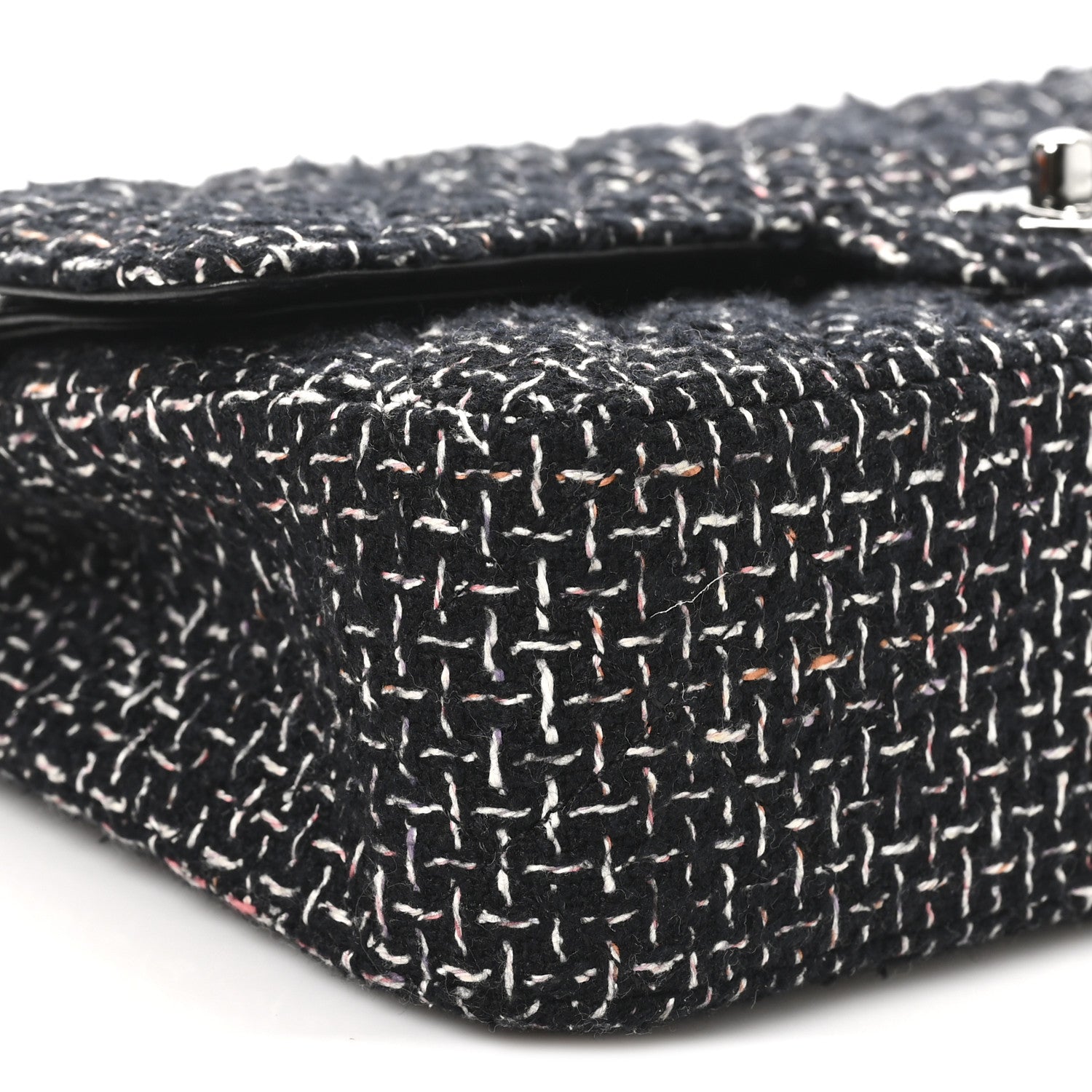 Chanel Tweed Quilted Medium Double Flap Black Multicolor 9 of 11