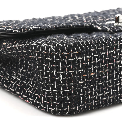 Chanel Tweed Quilted Medium Double Flap Black Multicolor 9 of 11