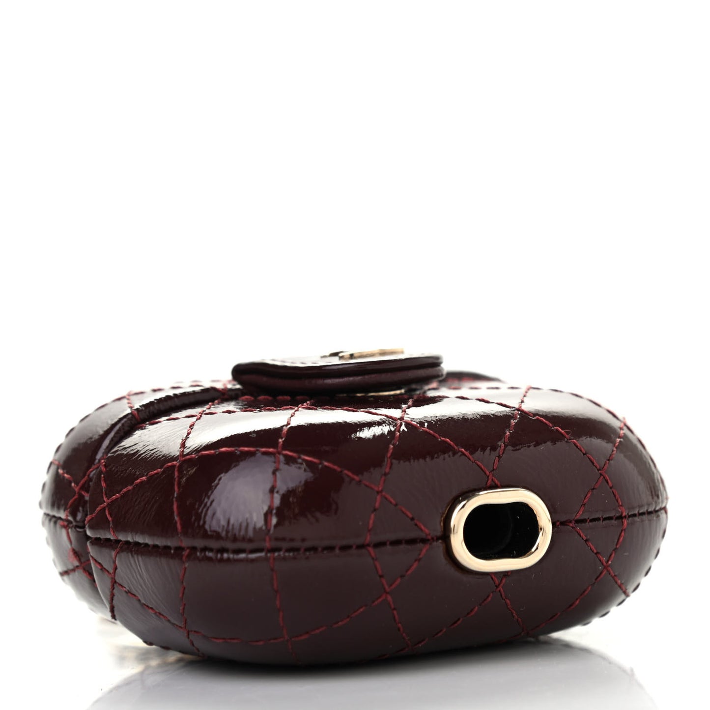Glazed CalfskinQuilted Airpods Pro Case With Chain Burgundy