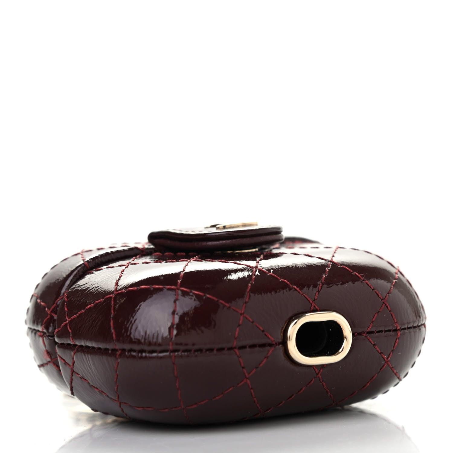 Chanel Glazed CalfskinQuilted Airpods Pro Case With Chain Burgundy 3 of 6