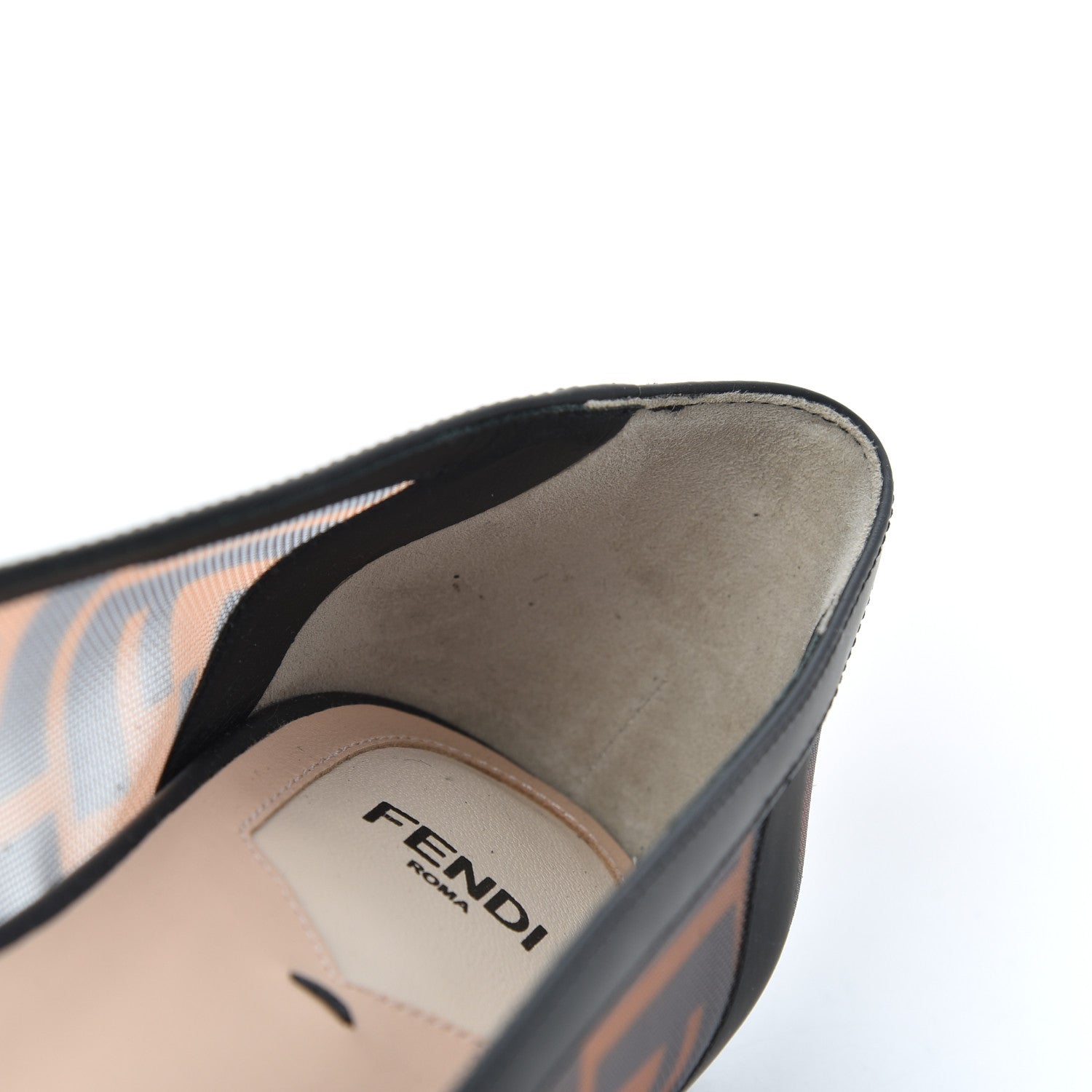 Fendi Mesh FF Skimmer Ballerina Flats 38 Tobacco Moro Black 8 of 12