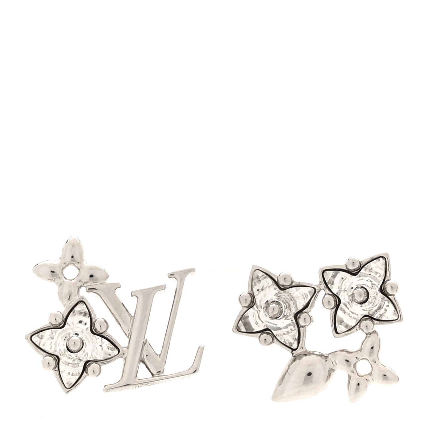 Metal Crystal Loulougram Earrings Silver
