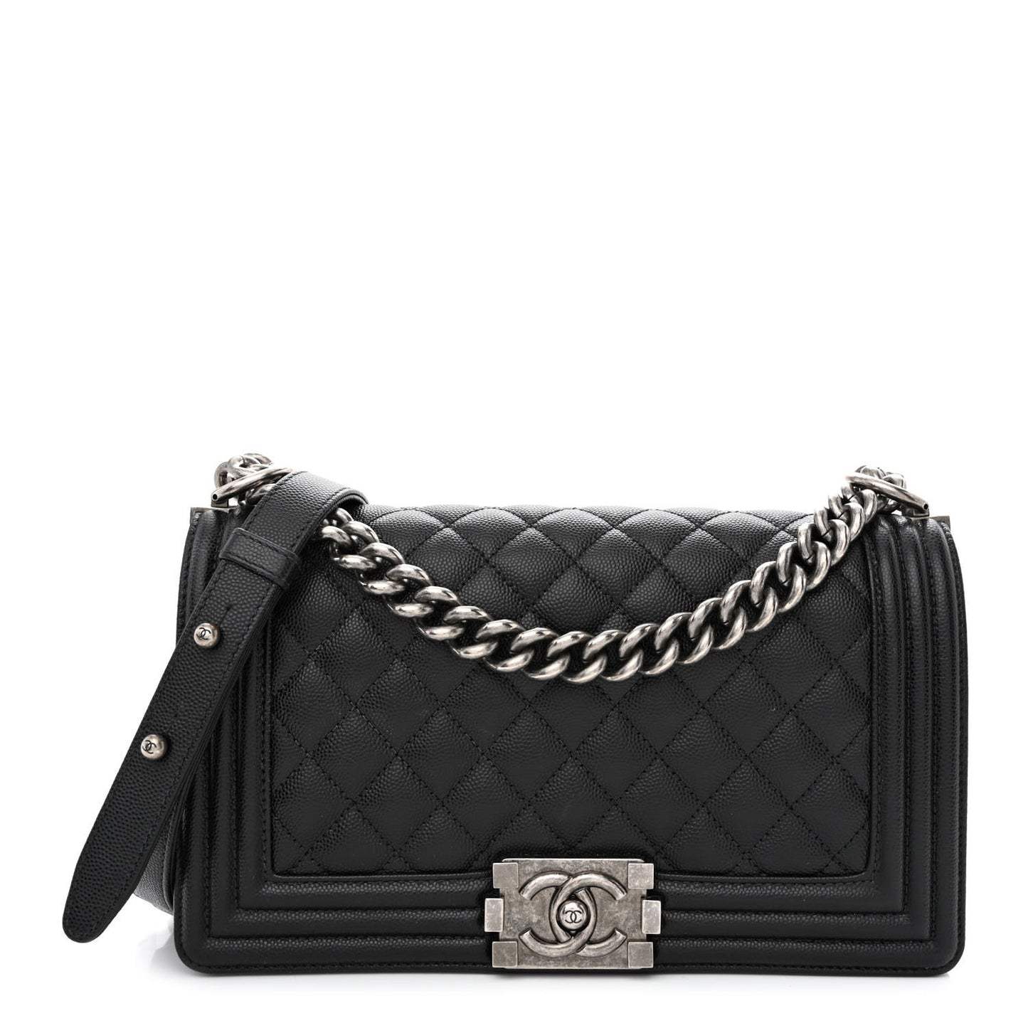 Caviar Quilted Medium Boy Flap Black