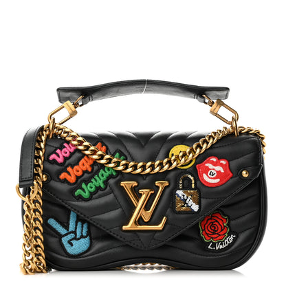 Louis Vuitton Calfskin Embroidered New Wave Chain MM Black 1 of 15