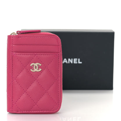 Chanel Caviar Quilted Zip Card Holder Fuchsia 10 of 10