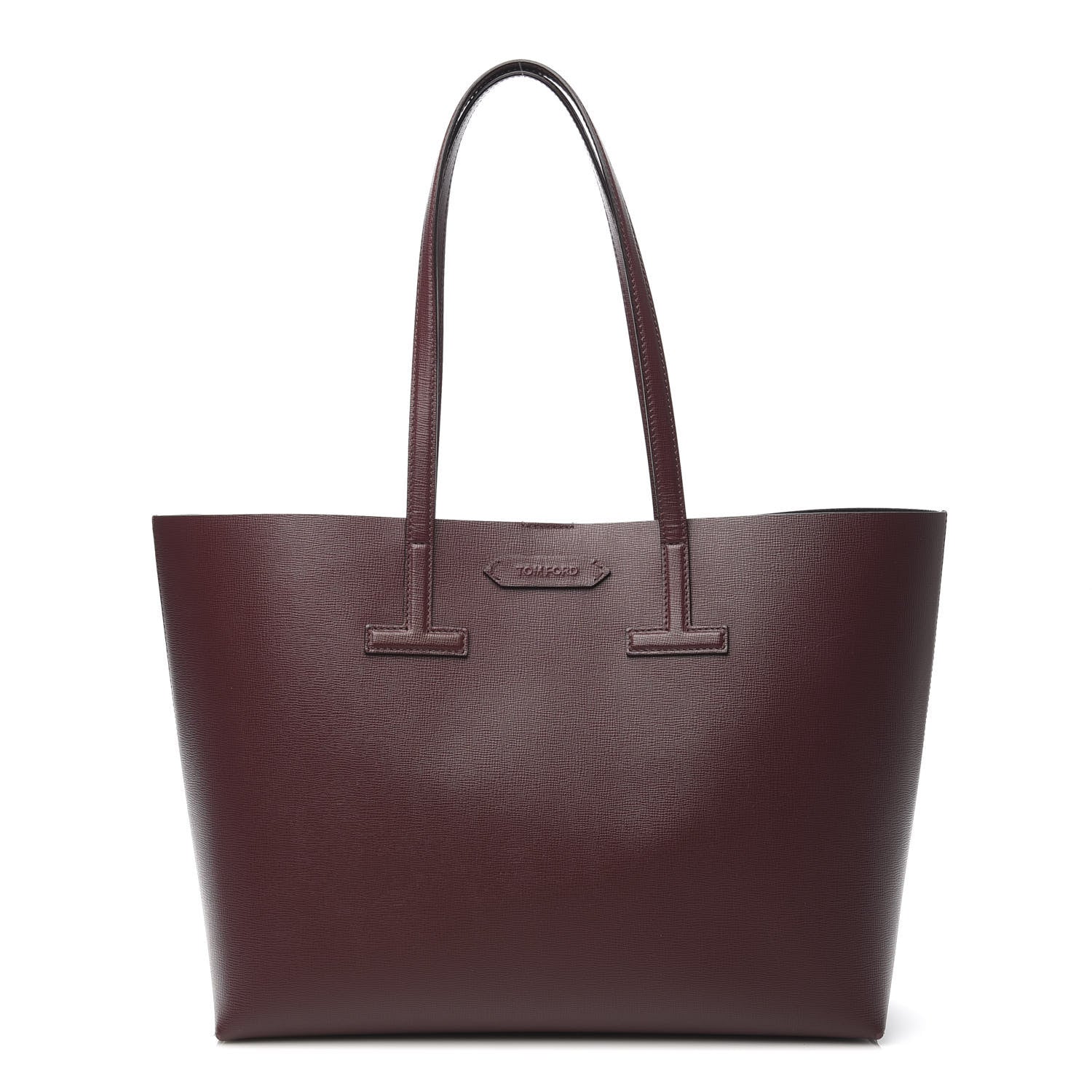 Tom Ford Grained Calfskin Small T Tote Bordeaux 1 of 9