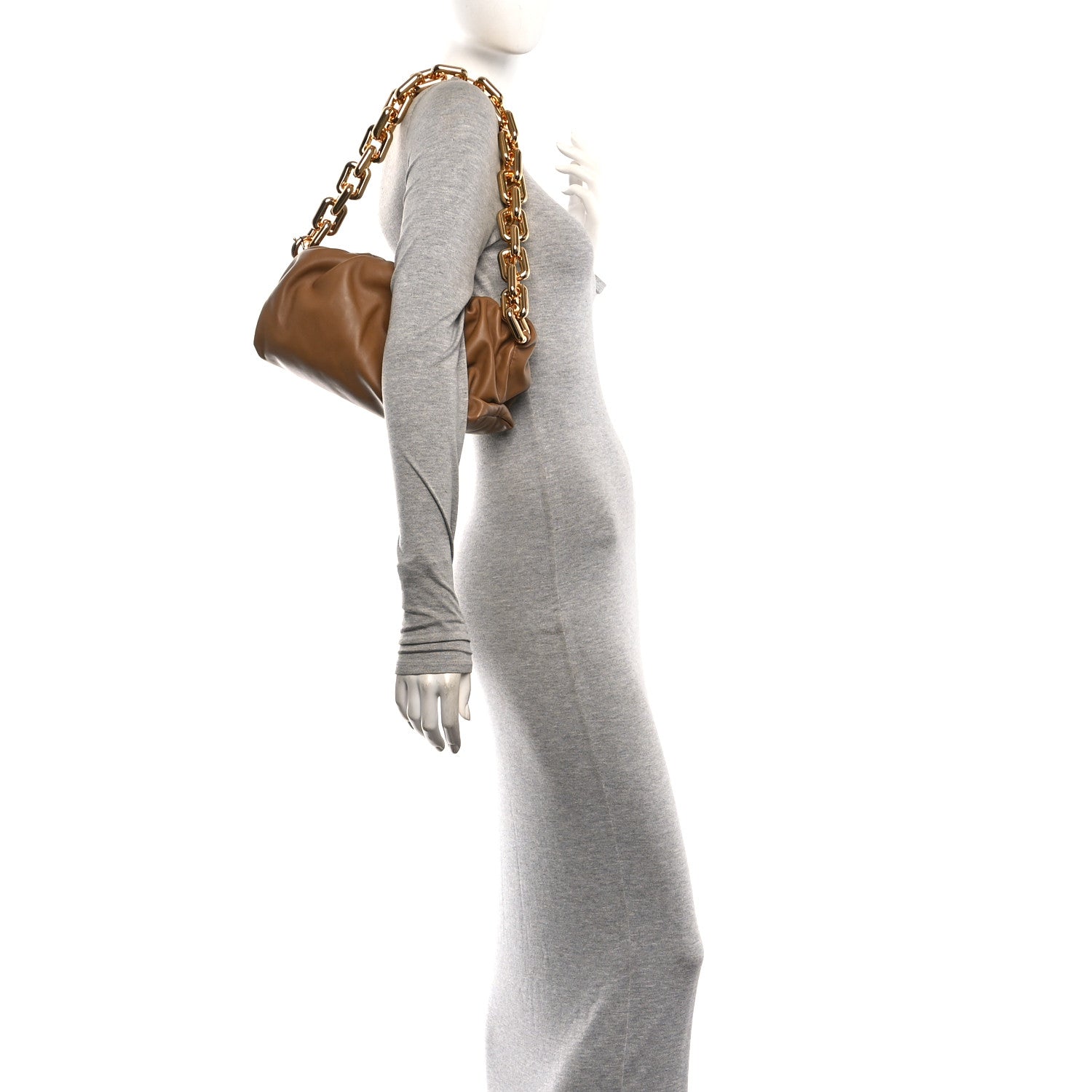 Bottega Veneta Calfskin The Pouch Chain Cammello 2 of 10