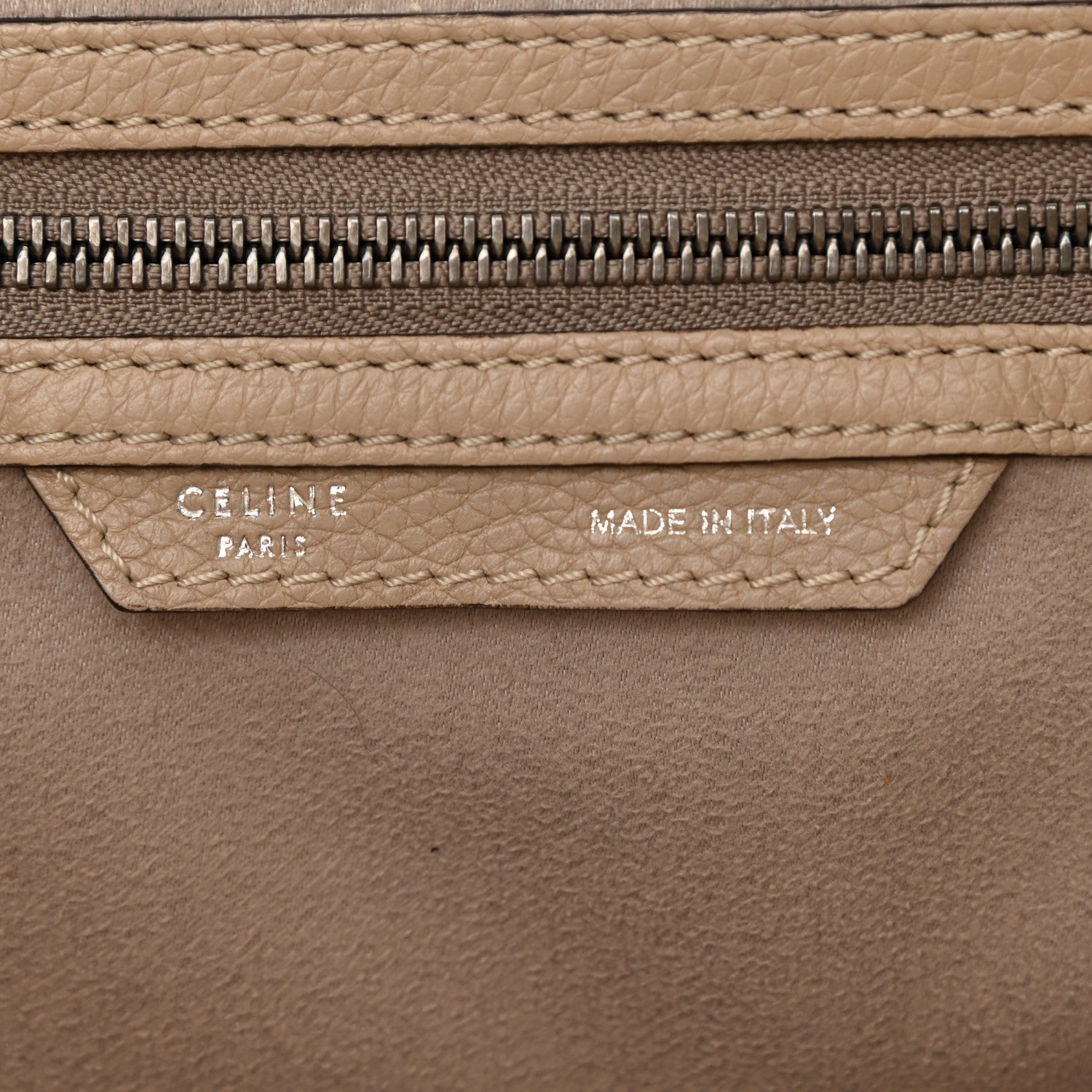 Celine Drummed Calfskin Mini Luggage Dune 7 of 14