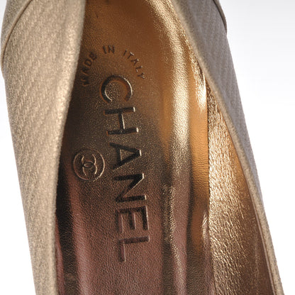 Chanel Embossed Lambskin Calfskin CC Cap Toe Pumps 38.5 Black 8 of 17