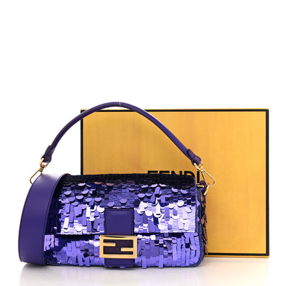 Fendi Sequin Paillettes Shiny Nappa Sex and the City Baguette Viola Purple Rain 11 of 11