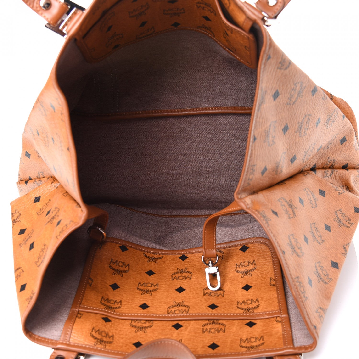 MCM Visetos Shopping Tote Cognac 4 of 4