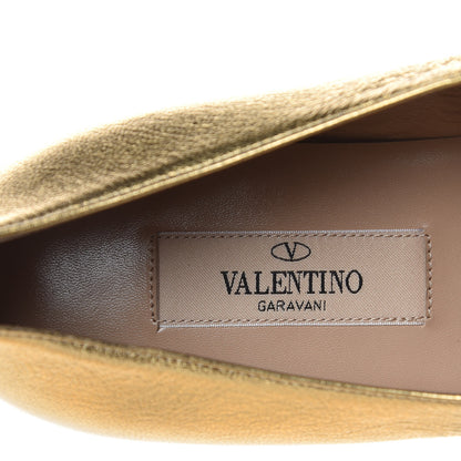 Valentino Garavani Metallic Calfskin Rockstud Loafers 38 Deep Gold 6 of 9