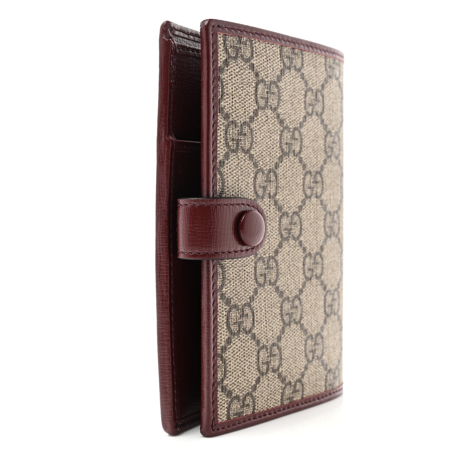 Gucci GG Supreme Monogram Azalea Calfskin Retro Interlocking G Passport Case Beige Red 3 of 6