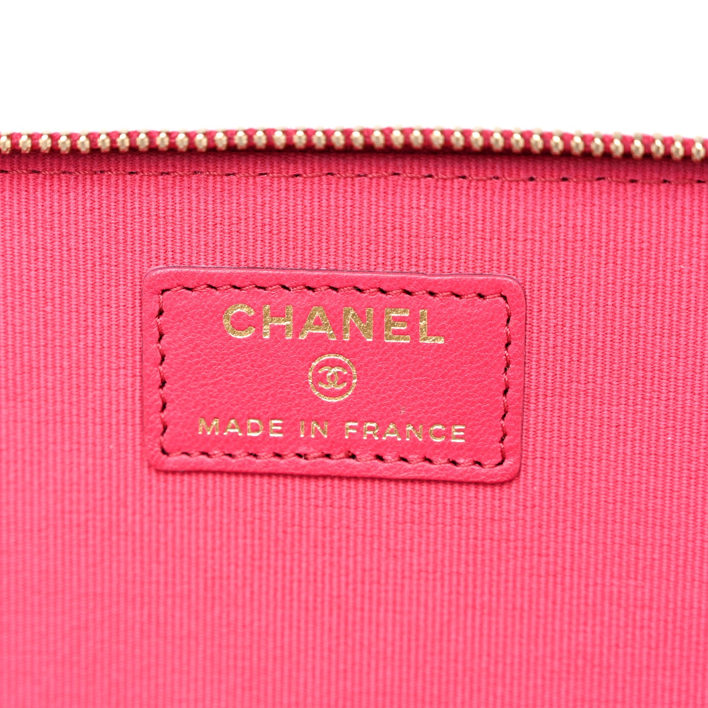Lambskin Quilted Small Top Handle Vanity Case With Chain Dark Pink