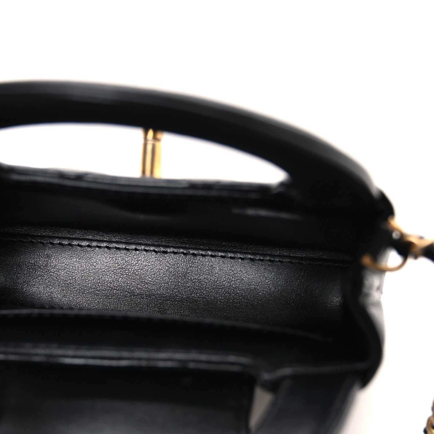 Chanel Shiny Aged Calfskin Quilted Mini Nano Kelly Shopper Black 4 of 9