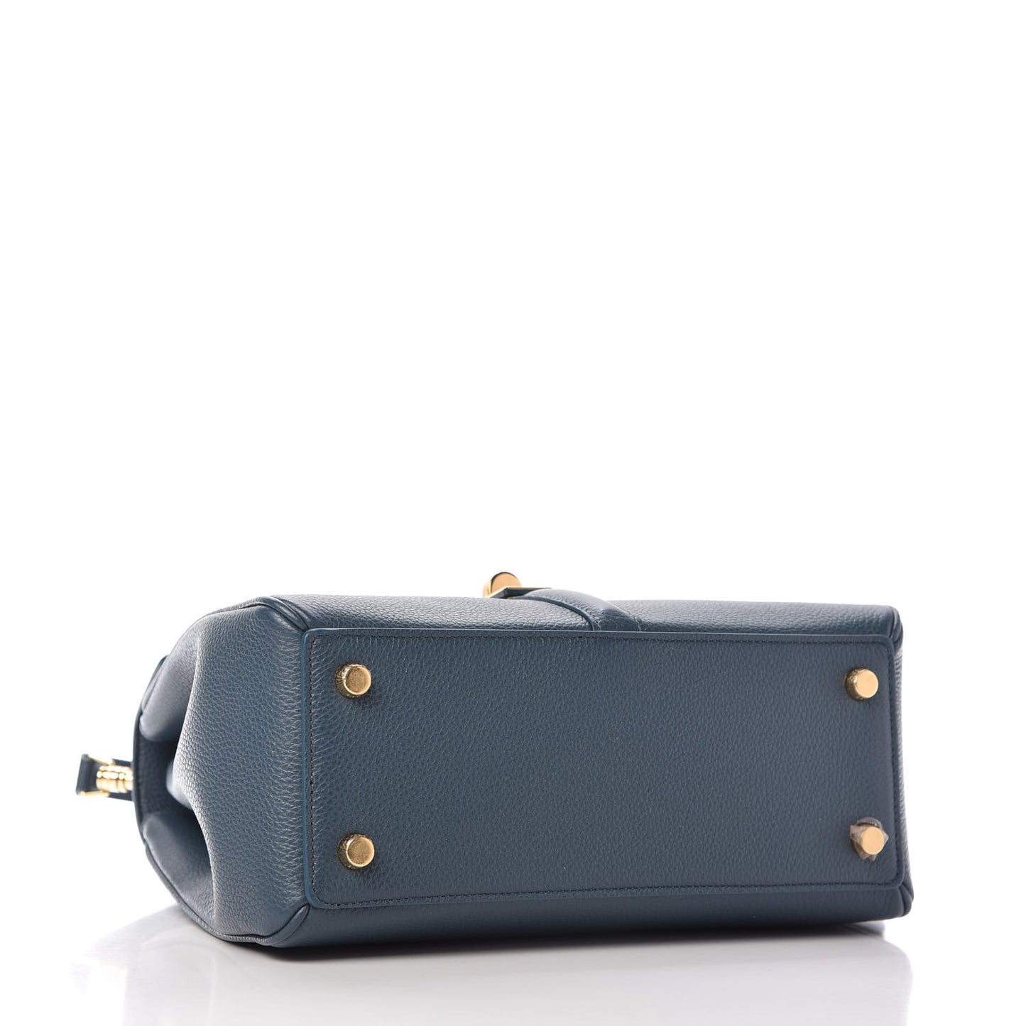 Grained Calfskin Small 16 Top Handle Bag Petrol
