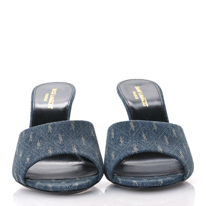 Saint Laurent Denim Monogram La 16 Mule Sandals 39 Blue Jeans 3 of 10
