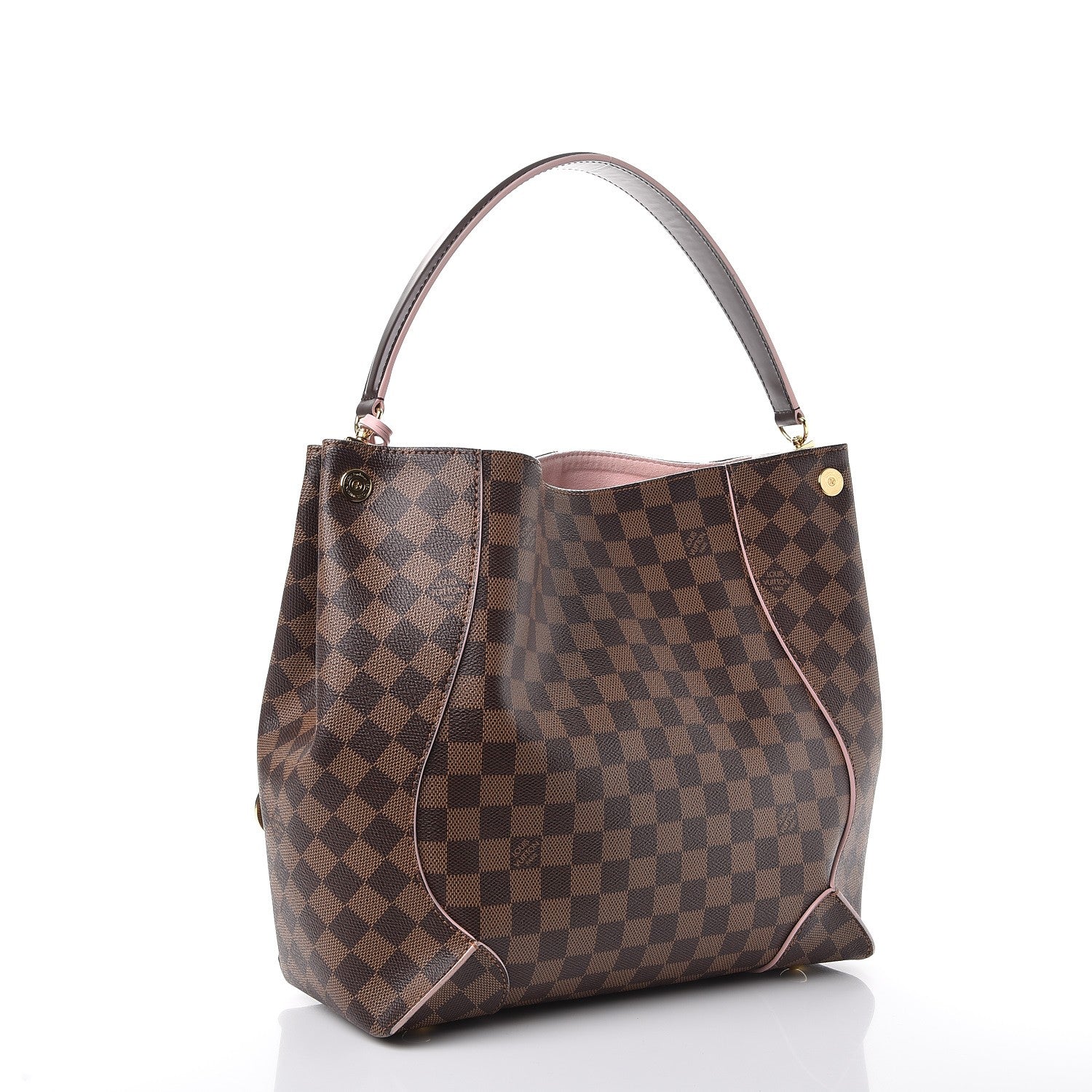 Louis Vuitton Damier Ebene Caissa Hobo Rose Ballerine 3 of 8