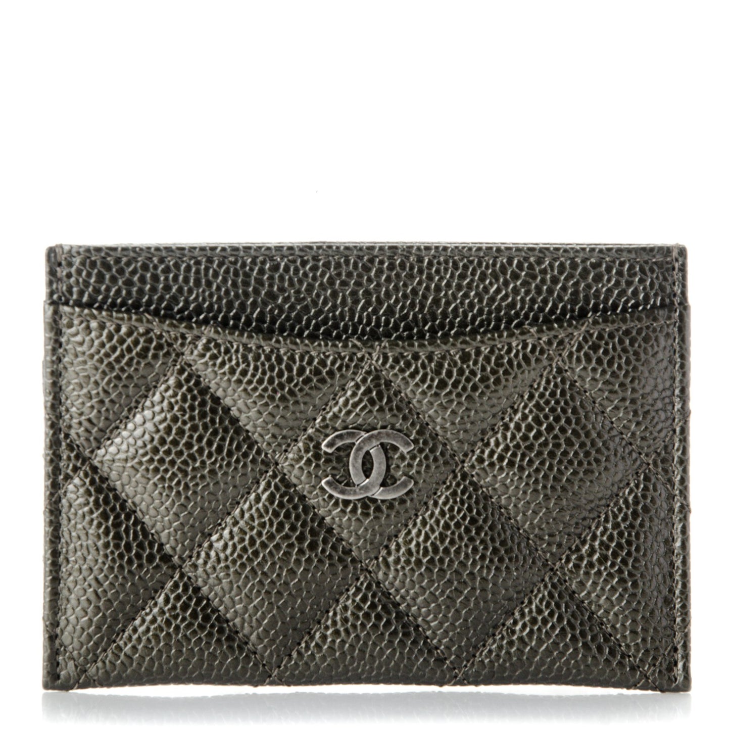Caviar Quilted Card Holder Dark Charcoal