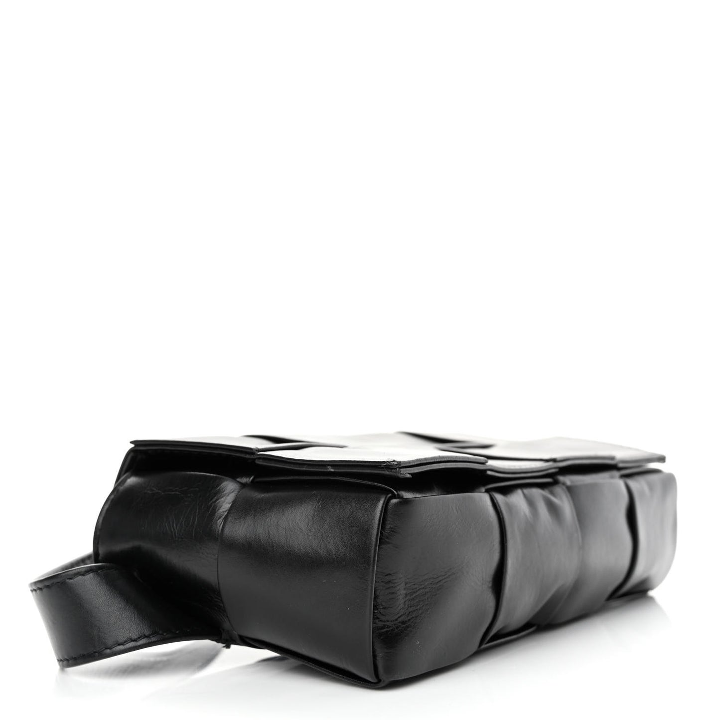 Paper Calfskin Intrecciato Cassette Belt Bag Black