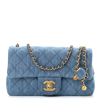 Chanel Denim Quilted Mini Pearl Crush Rectangular Flap Blue 1 of 11