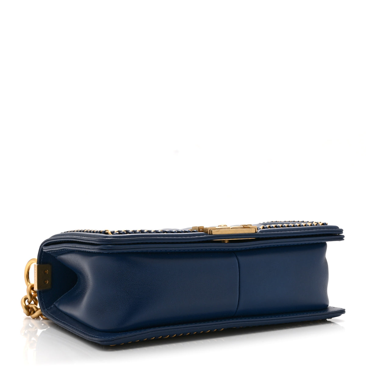 Lambskin Quilted Medium Top Handle Boy Flap Blue