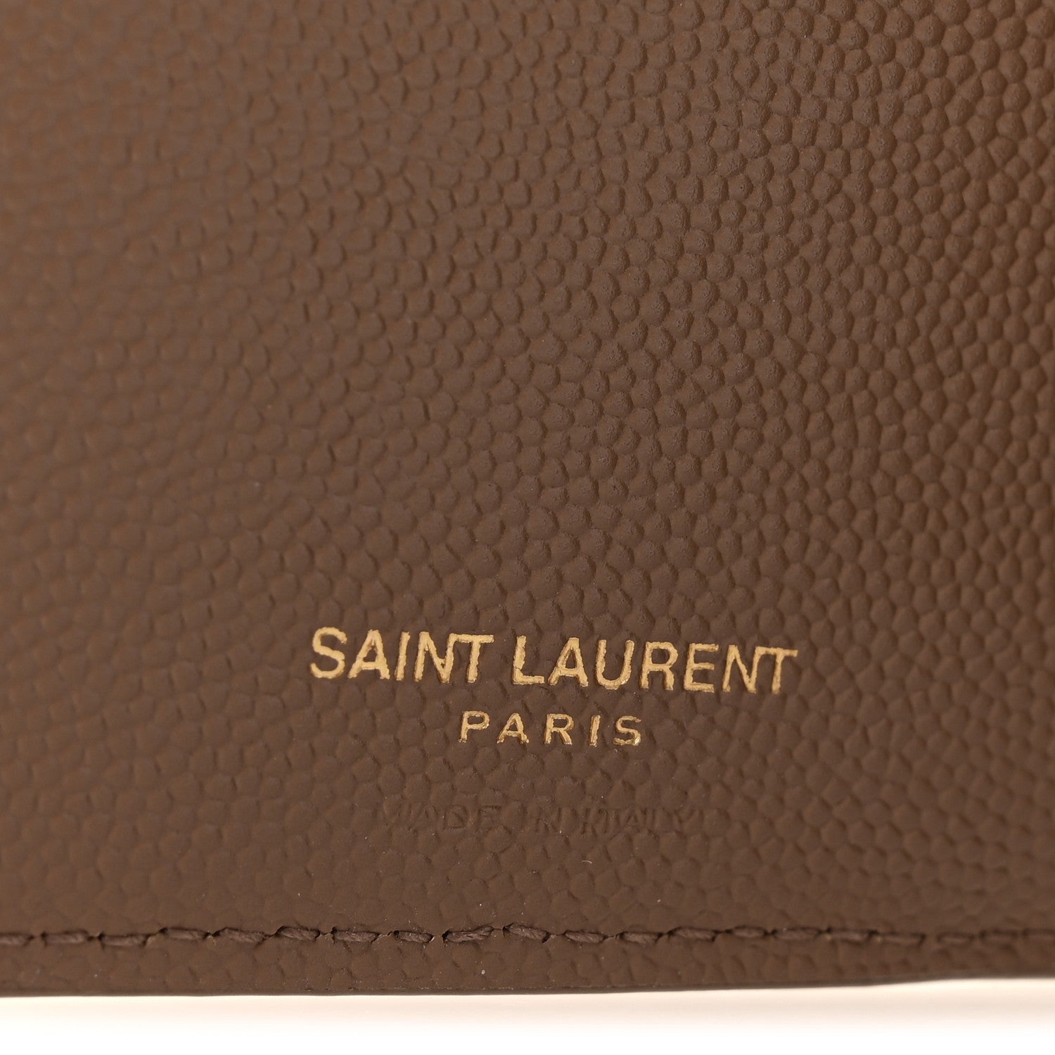 Saint Laurent Grain De Poudre Matelasse Chevron Monogram Zipped Two-Part Wallet Dark Latte 6 of 7