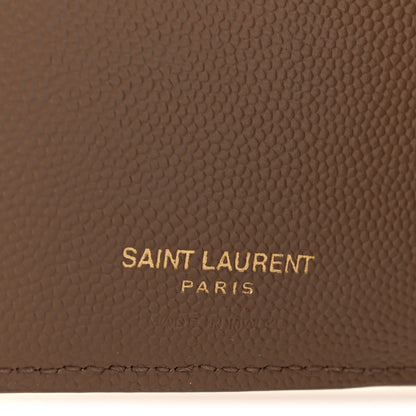 Saint Laurent Grain De Poudre Matelasse Chevron Monogram Zipped Two-Part Wallet Dark Latte 6 of 7