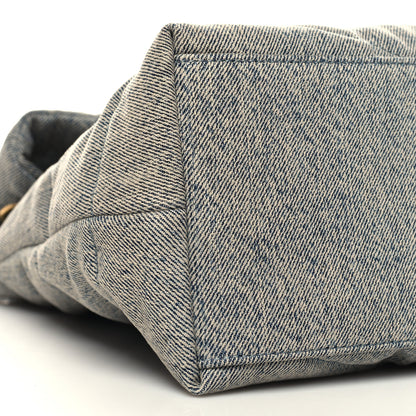 Saint Laurent Denim Quilted Medium Loulou Puffer Monogram Chain Satchel Azur 9 of 10