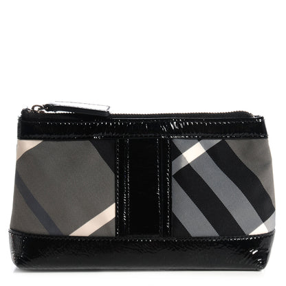 Burberry Patent Beat Check Cosmetic Case Black 1 of 8