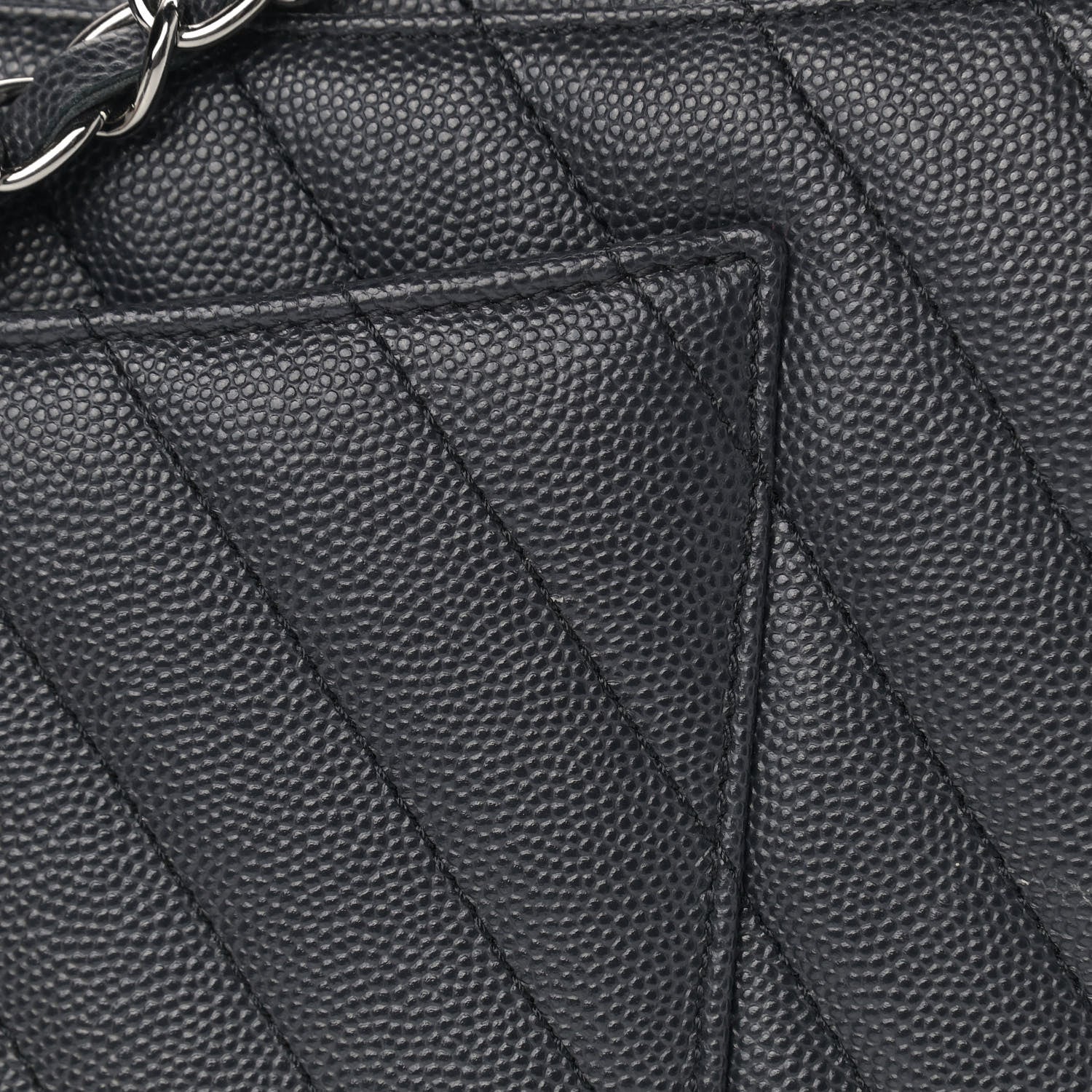 Chanel Caviar Chevron Quilted Medium Coco Handle Flap Dark Grey 14 of 15