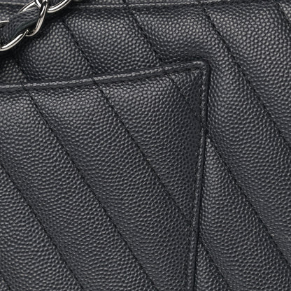Chanel Caviar Chevron Quilted Medium Coco Handle Flap Dark Grey 14 of 15