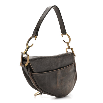 Christian Dior Distressed Calfskin Saddle Bag Brown 3 of 10