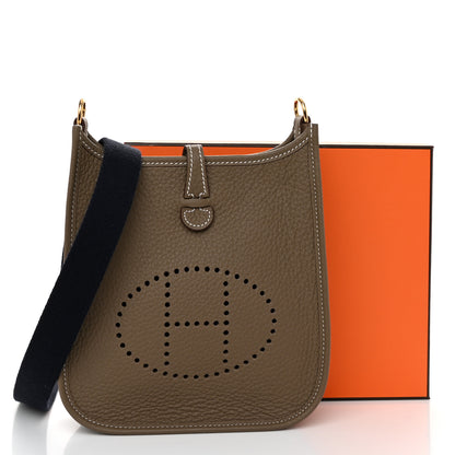 Hermes Taurillon Clemence Amazone Evelyne TPM Etoupe Bleu Indigo 12 of 12
