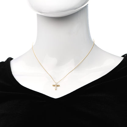 Tiffany 18K Yellow Gold Diamond Small Cross Pendant Necklace 2 of 7