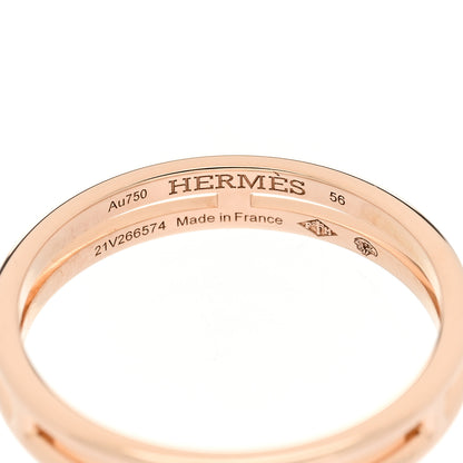 Hermes 18K Rose Gold Ariane Wedding Band Ring 56 7.5 3 of 4